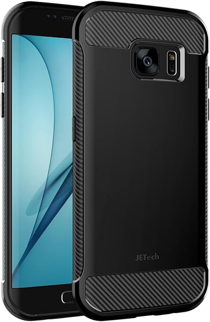 JETech Slim Fit Case Compatible with Samsung Galaxy S7 Edge 5.5-Inch, Thin Phone Cover with Shock-Absorption and Carbon Fiber Design (Black)