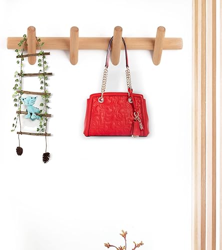 Miniatura 6 de KYSMOTIC Perchero de madera montado en la pared  Ganchos de madera modernos para la entrada, dormitorio, baño  4 clavijas gancho de pared de madera