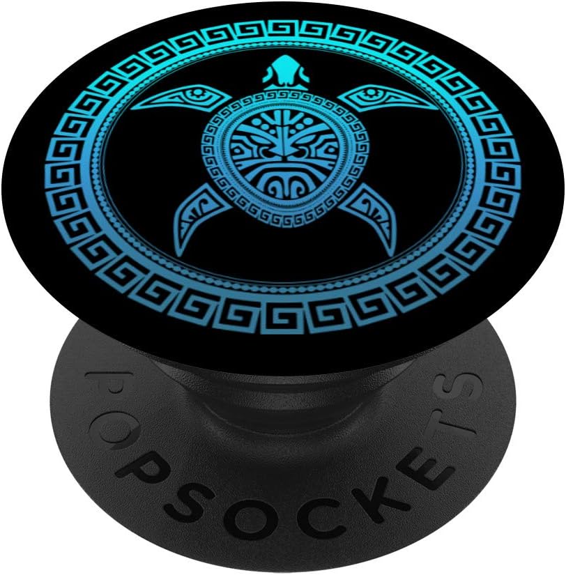Turtle Hawaii Maori Art Pattern Blue & Black Gift PopSockets PopGrip: Swappable Grip for Phones & Tablets