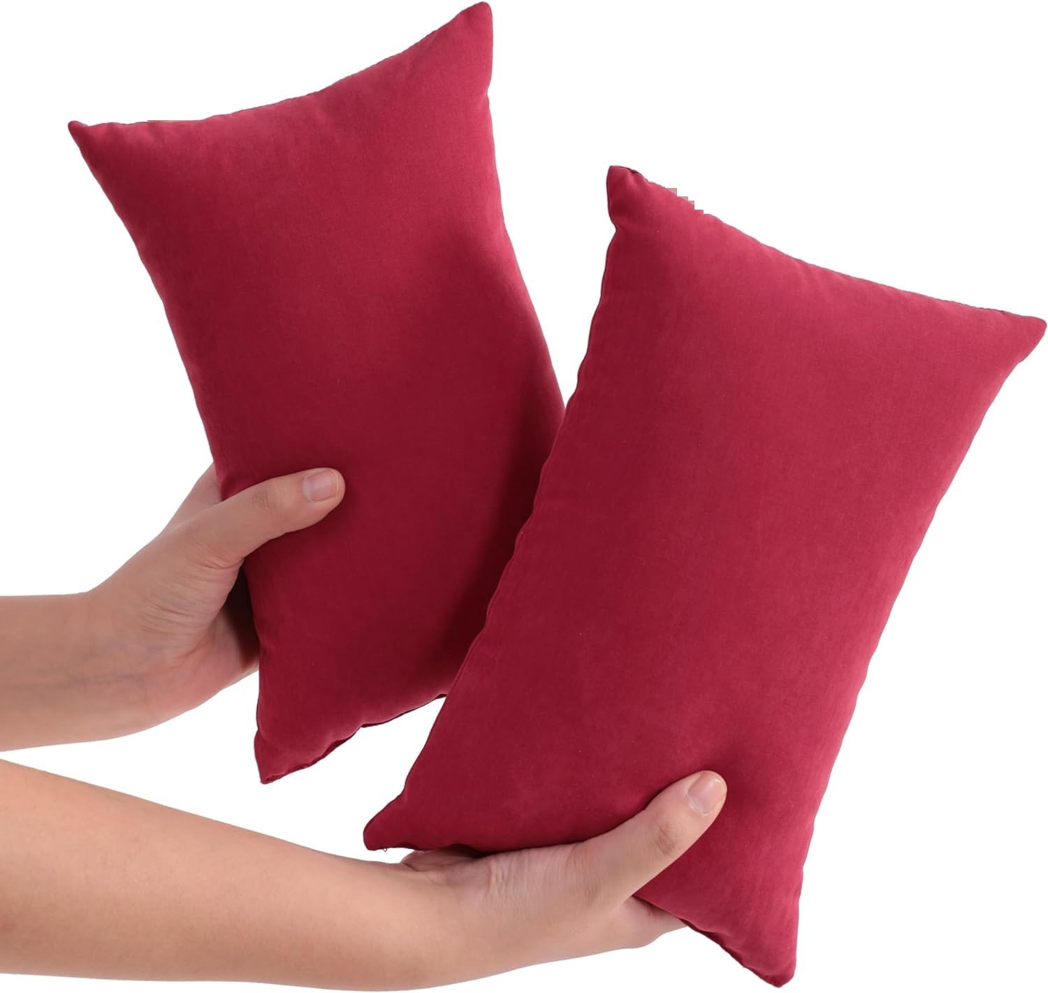 Lumbar Pillow Small Red Throw Pillows PICKKART Microfibre Lumbar