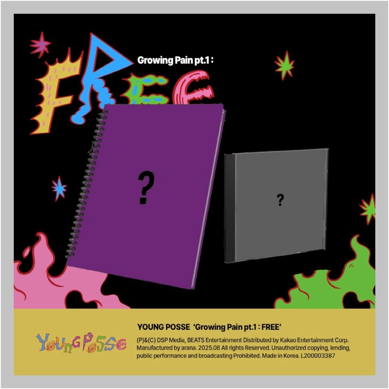 YOUNG POSSE Growing Pain Pt.1 : FREE 4th EP Album with Tracking Sealed (Set(Sticker Book+Jewel Case)) + Extra photocards