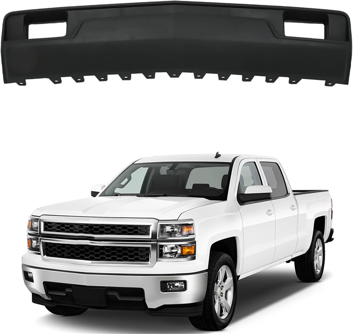 Silscvtt Black Front Bumper Filler Panel with Tow Hook without Impact Bar Skid Plate Replacement for 22944860 GM1087255 Replacement for Silverado 1500 2014 2015