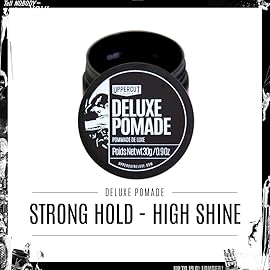 UPPERCUT DELUXE Deluxe Pomade, 0.9 oz / 30g - Strong Hold, High Shine Hair Pomade - Water-Based, Easy Washout - Classic Barber Styling for Slick Backs, Side Parts & Pompadours