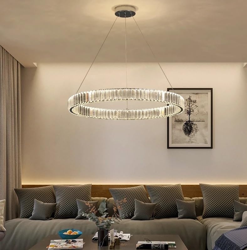 Lustre en cristal annulaire pour salle à manger et éclairage chic de cuisine