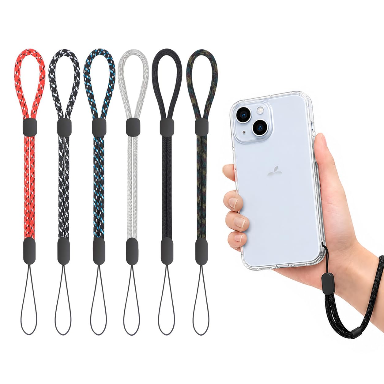 AccuPrints Confezione da 6 cinturini da polso regolabili in nylon colorato per GoPro, fotocamera, chiavi, telefono, chiavetta USB, portafoglio, targhetta identificativa (colori vivaci misti), Diversi