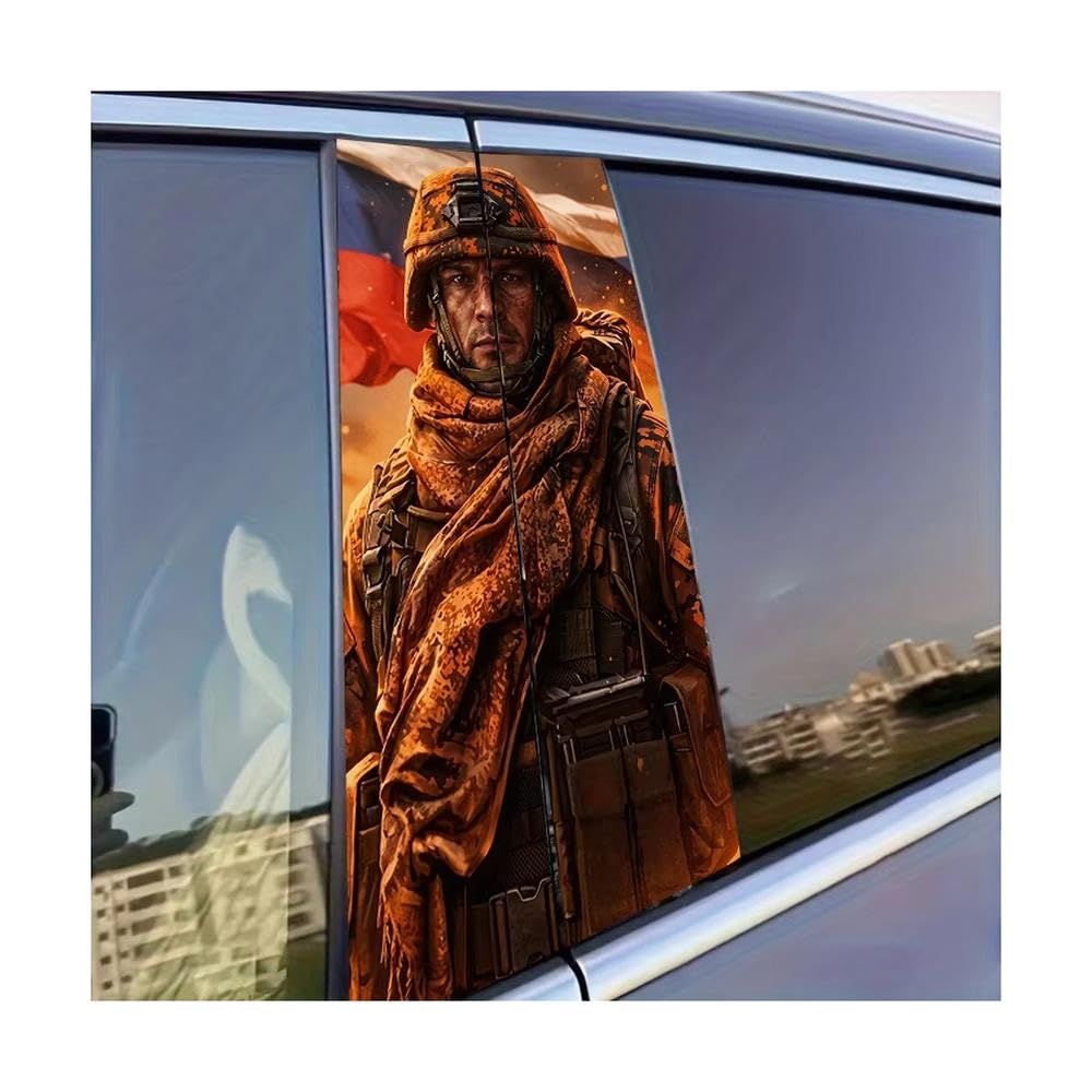 Dabhuoc One Color Car Parts 2Pcs Car Door Pillar Decoration Sticker Soldier Glossy Protective Polyethylene Film