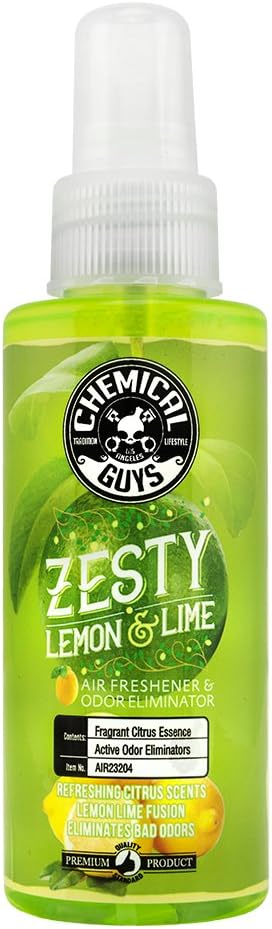 Chemical Guys AIR23204 Zesty Lemon and Lime Air Freshener and Odor Eliminator, (Great for Cars, Trucks, SUVs, RVs, Home, Office, Dorm Room & More) 4 fl oz