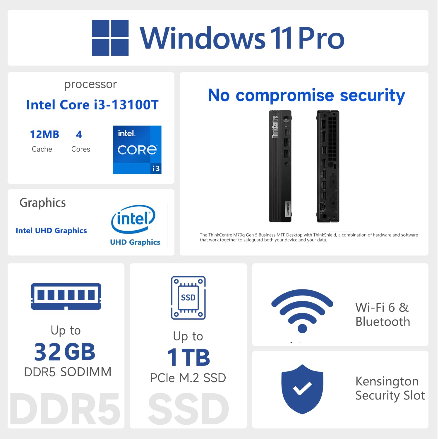 Amazon.com: Lenovo ThinkCentre M70q Tiny Business Desktop, Intel