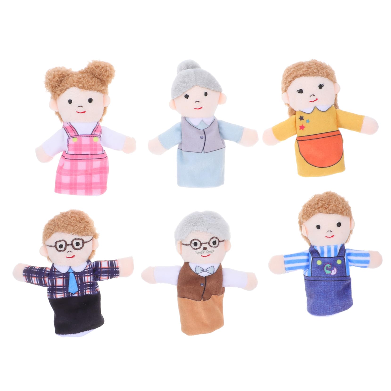 6 Piezas Marionetas de Mano Familiares de Peluche para Títeres de Dedos para Narración de Roles y Educación Preescolar Casa para Teatro y Actividades Familiares