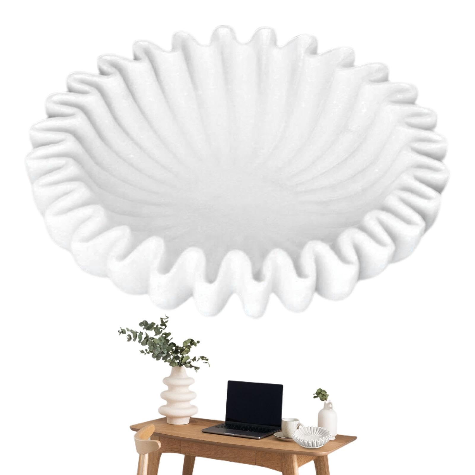 Cuenco de mármol, cuencos decorativos, cuenco de piedra, decoración de mesa de centro, cuenco decorativo grande, objetos decorativos, cuenco festoneado para mesa, cuenco de cerámica, cuenco decorativo