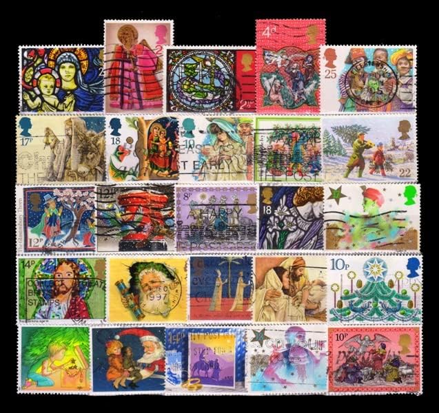 Isc~ Great Britain Stamps 25 All Different, Used & All Large Stamps, United Kingdom (England) Stamps, Genuine Postage Stamps ~ Multi Colour