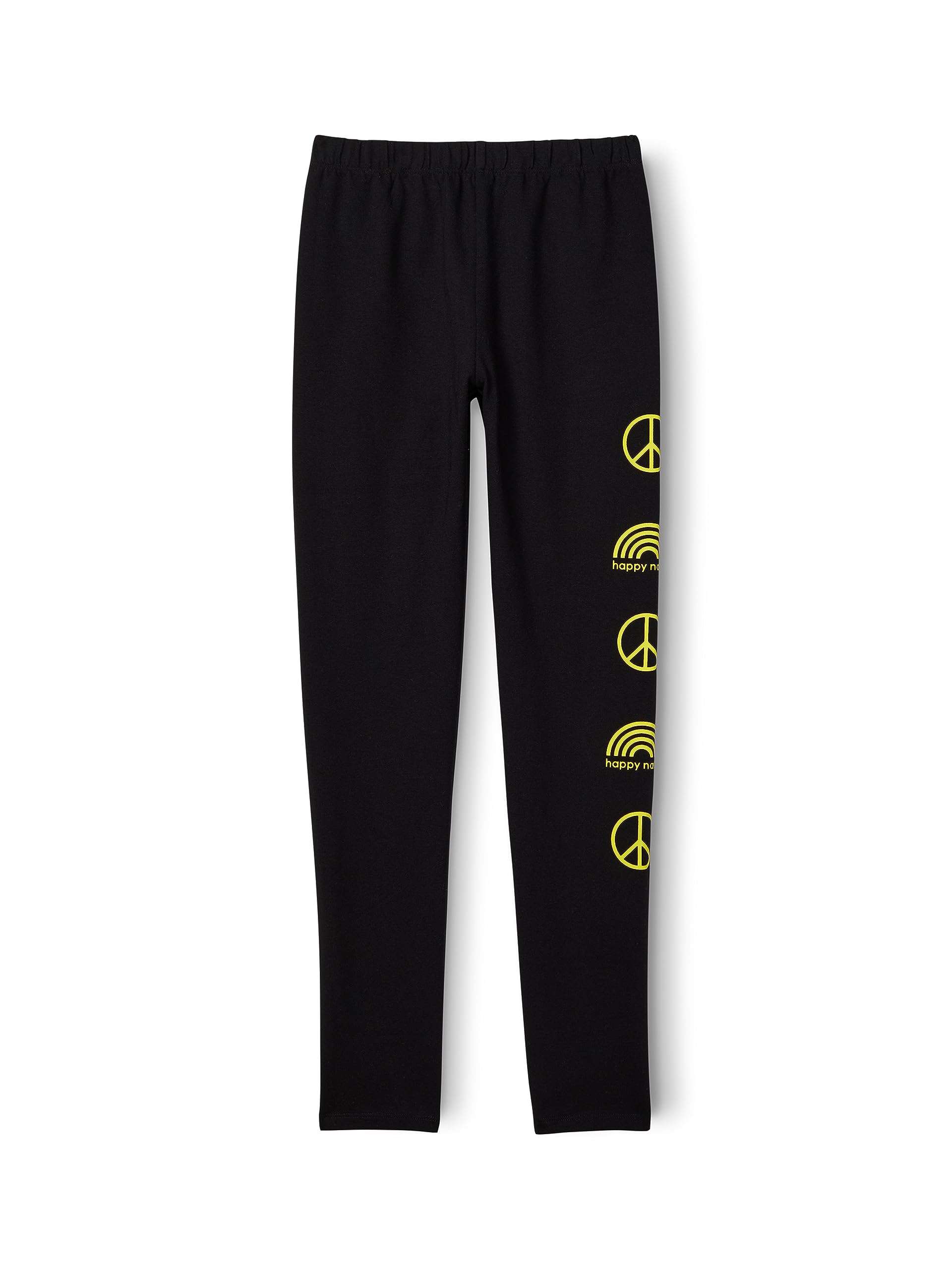 Happy Nation Girls Cotton Leggings (Pure Black)
