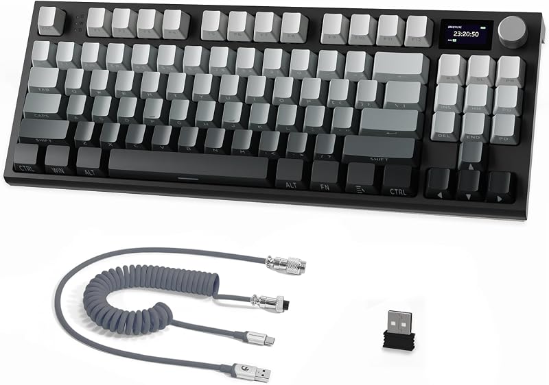 Tastatură mecanică ATTACK SHARK K86 2.4G BT5.0 USB-C, 75% TKL 87 taste, ecran TFT 1.2, RGB, hot-swap TTC, QWERTY, negru