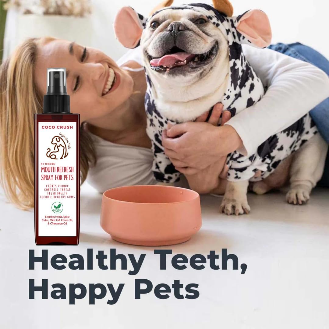 Coco Crush Natural Pet Dental Care Set - Water Additive,100ml; Toothpaste, 100ml; 1 Finger Toothbrush; Mouth Spray, 100ml; for Dogs, Cats | Controls Plaque & Tartar (300ml) 2