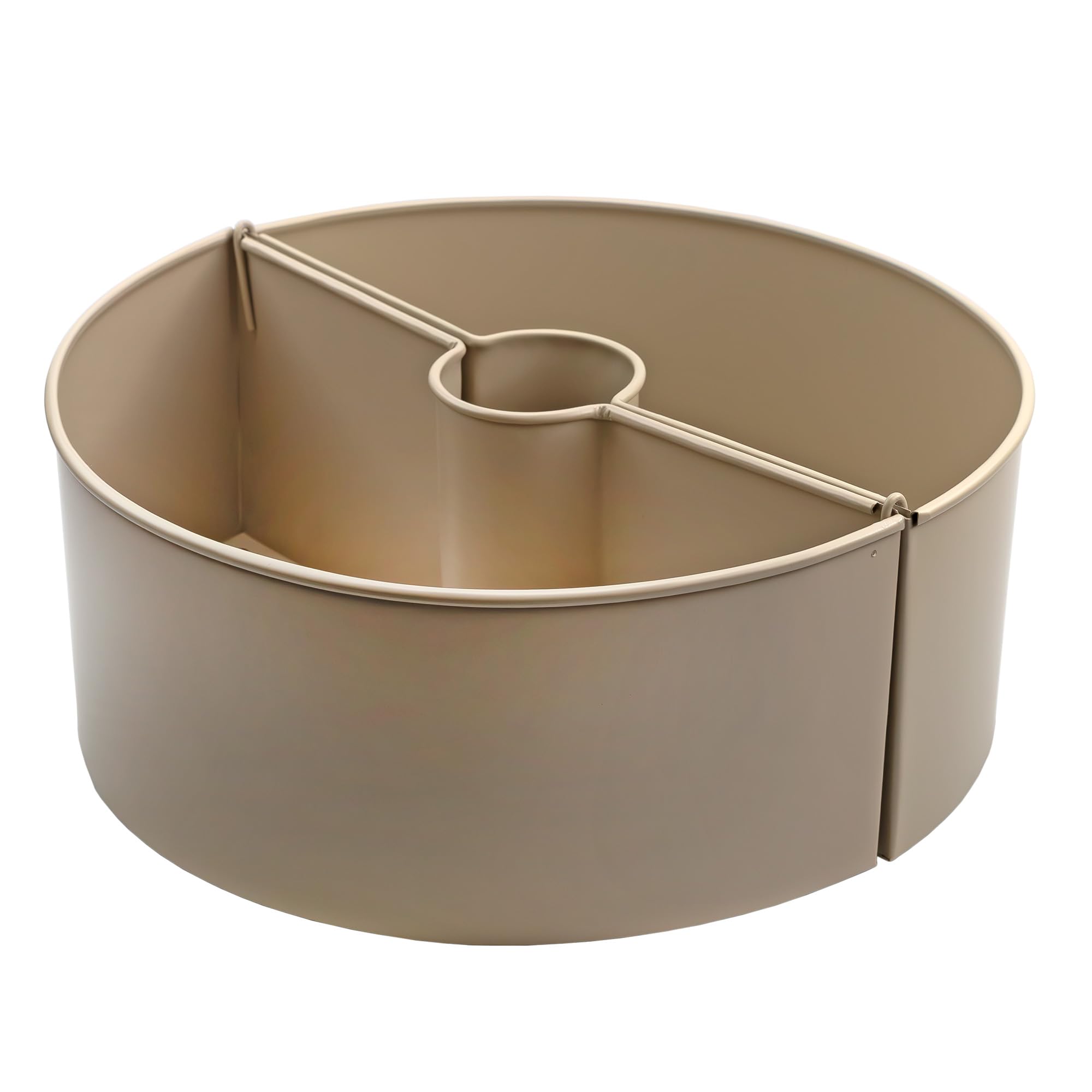 AuldHome Design Umbrella Planter for Patio Table (Beige/Greige), w/Umbrella Hole, Enamelware Half-Circle Planter Pots