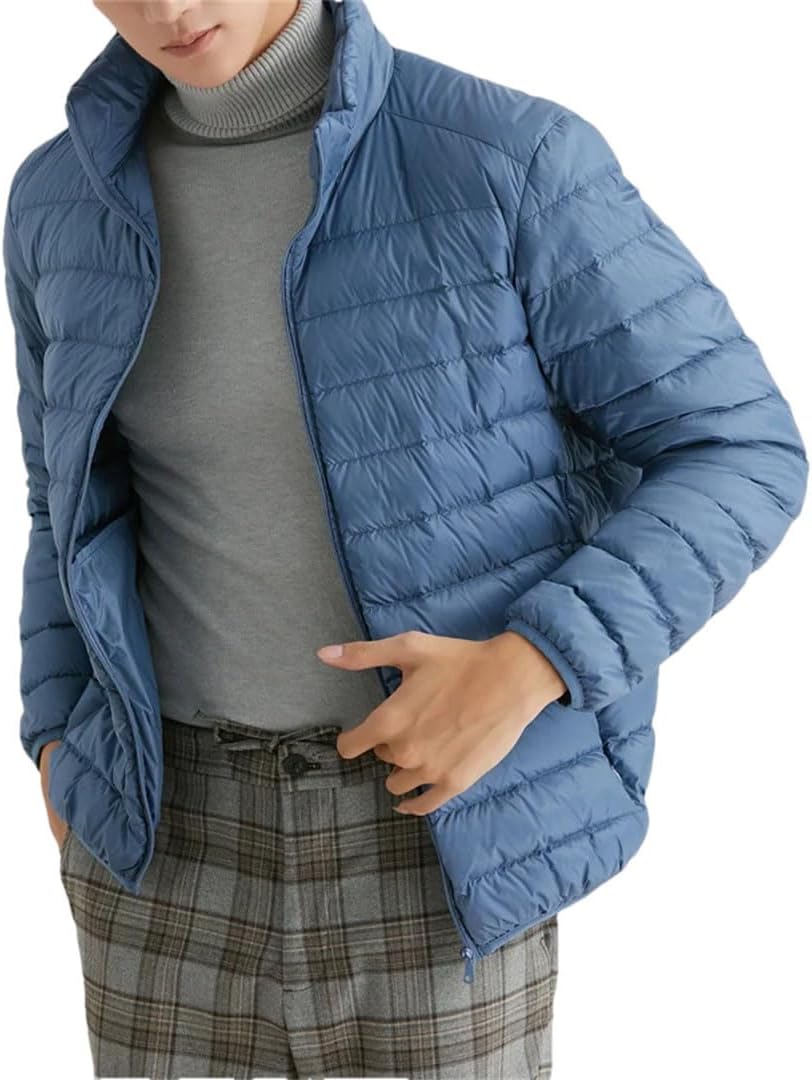 Man Winter Duck Down Jacket Thin Jackets Stand Collar Outerwear Coat