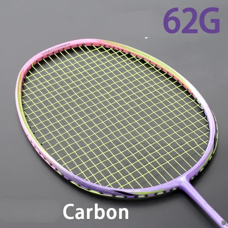 Badminton Set Racchette da Badminton Offensive in Fibra di Carbonio 8U 62-65G incordate, 22-35 libbre, Sport con Racchetta for Adulti(Red)