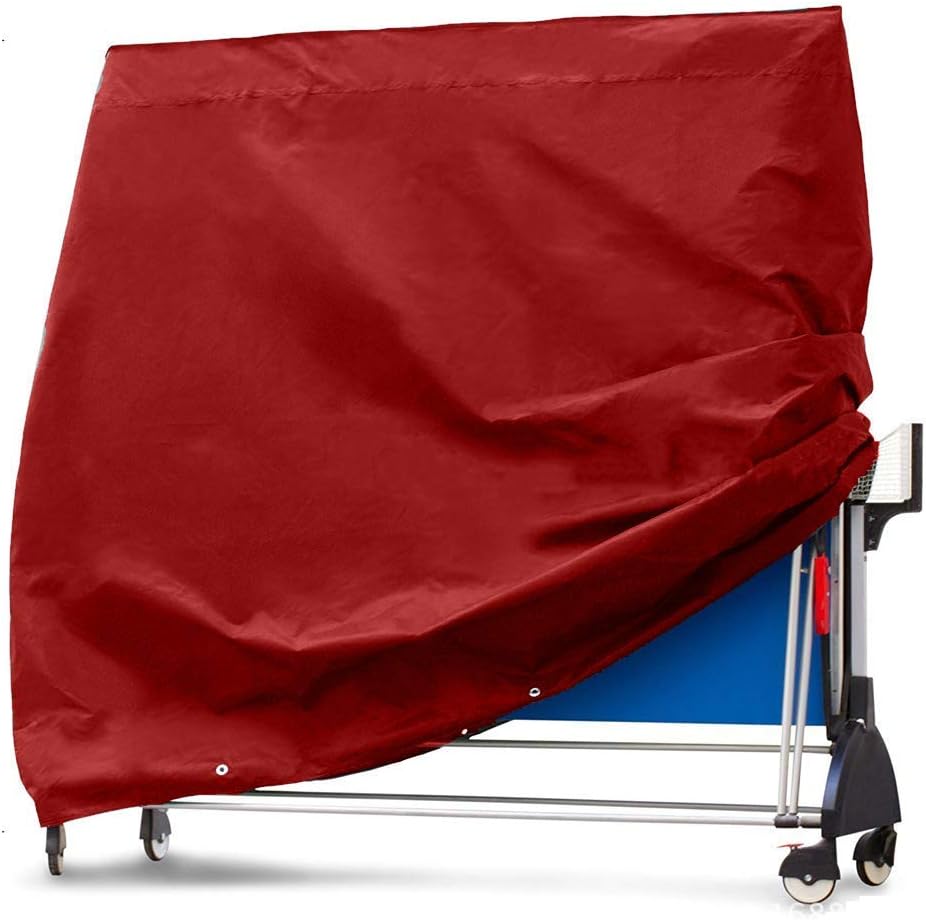 Outdoor Ping Pong Table Cover, 210D Heavy-Duty Waterproof Table Tennis Cover, Table Cover with Drawstring Repellent UV Protection (red)