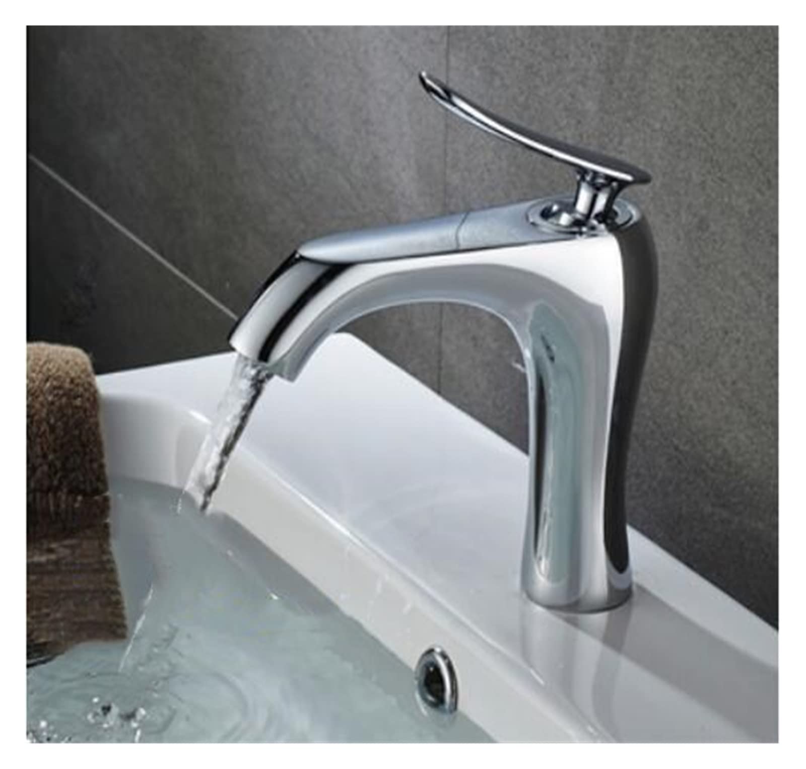 Robinet d'eau chaude et froide blanc et chromé pour rénovation salle de bain