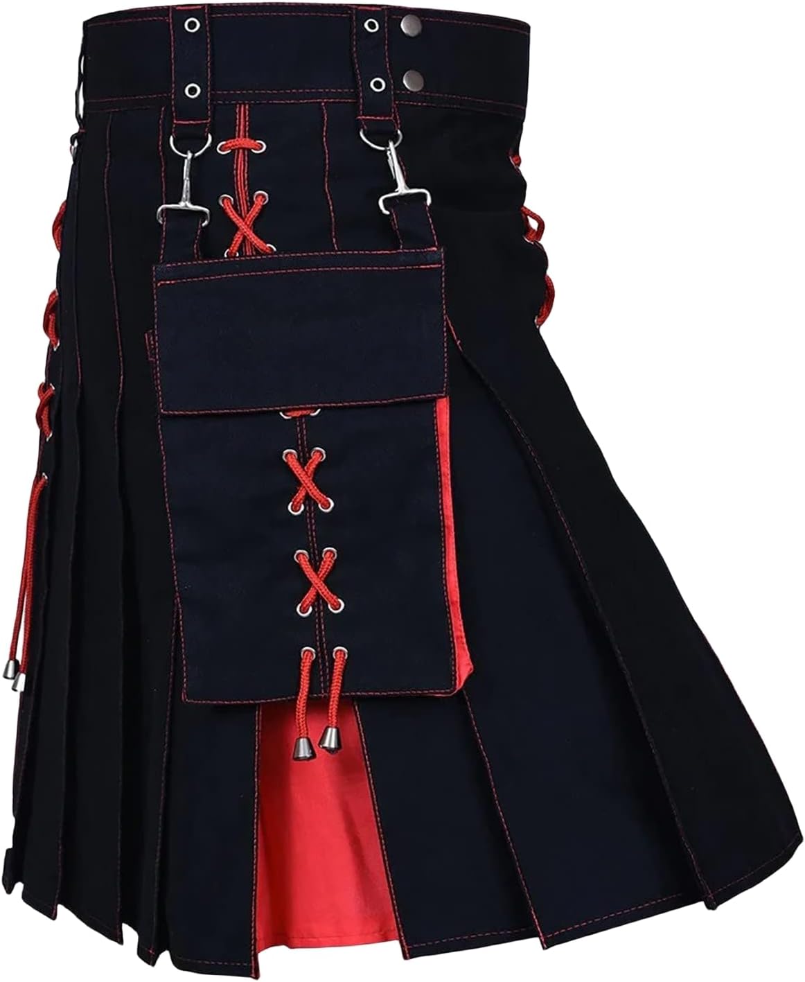 Mens Scottish Kilts Two Tone Tassels Kilt Gothic Vintage Skirts Traditional Highland Pleated Utility Kilt Costume