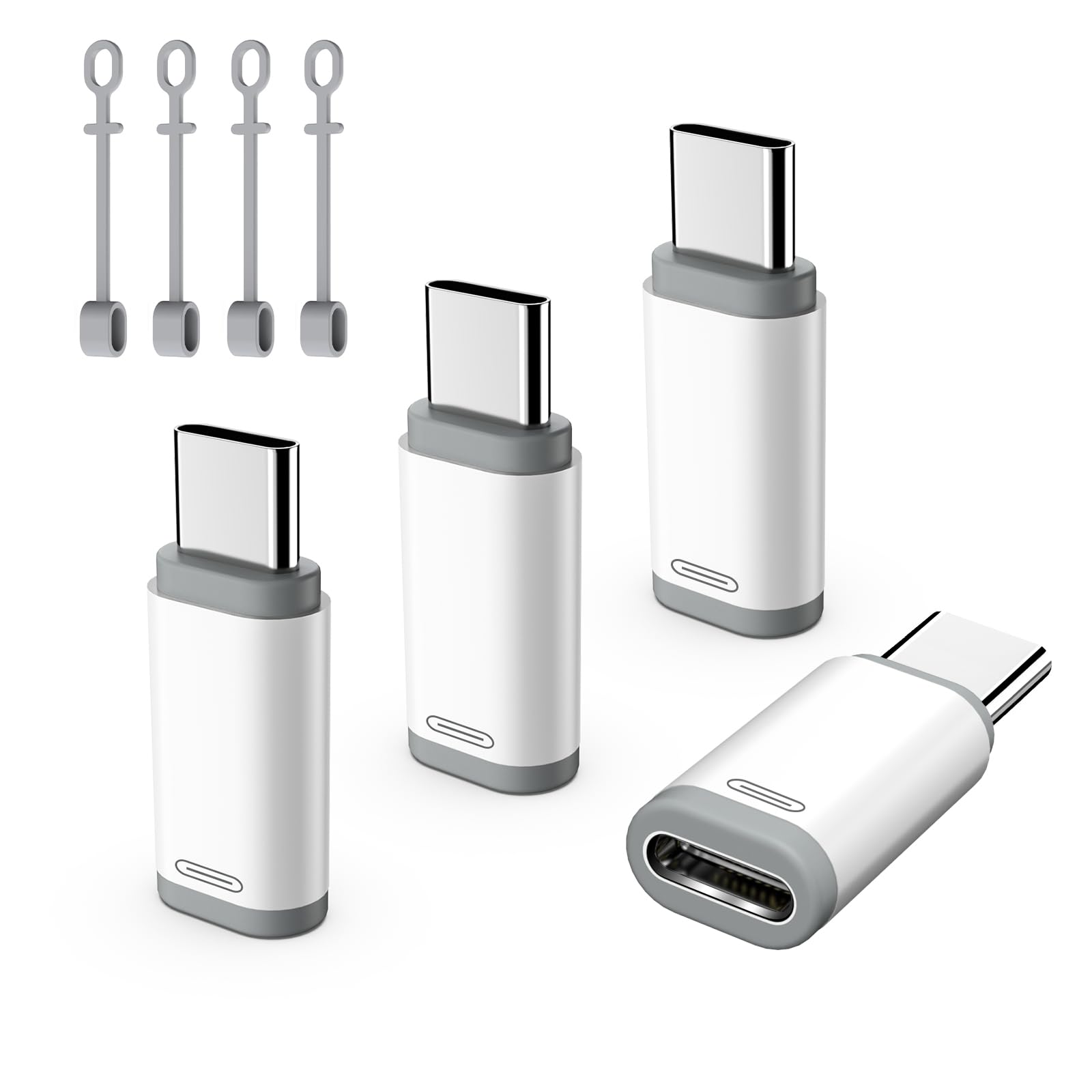 TiMOVO Lightning auf USB C Adapter 4 Stück, Adapter Lightning auf USB C mit Anti-Lost Loop, Laden & Datenübertragung für iPhone 17/16 Pro/Pro Max/Plus/iPad Pro/Air, Nicht für Audio/OTG