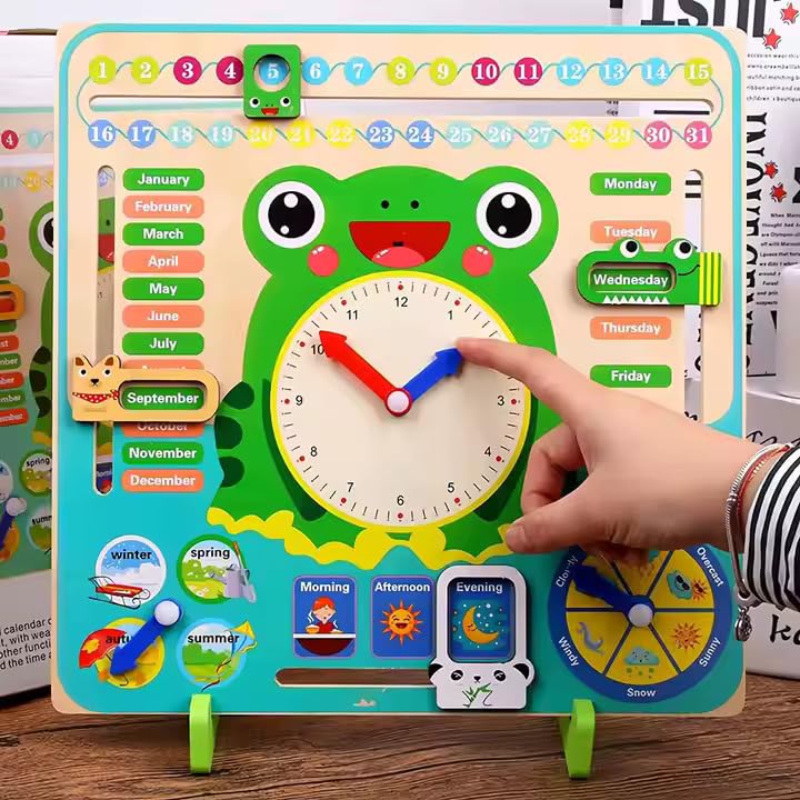 Mara Bommai Wooden Kids Learning Calendar Clock | Interactive Montessori Educational Toy for Toddlers | Teaches Time, Days, Months, Seasons & Weather” - Image 7 thumbnail