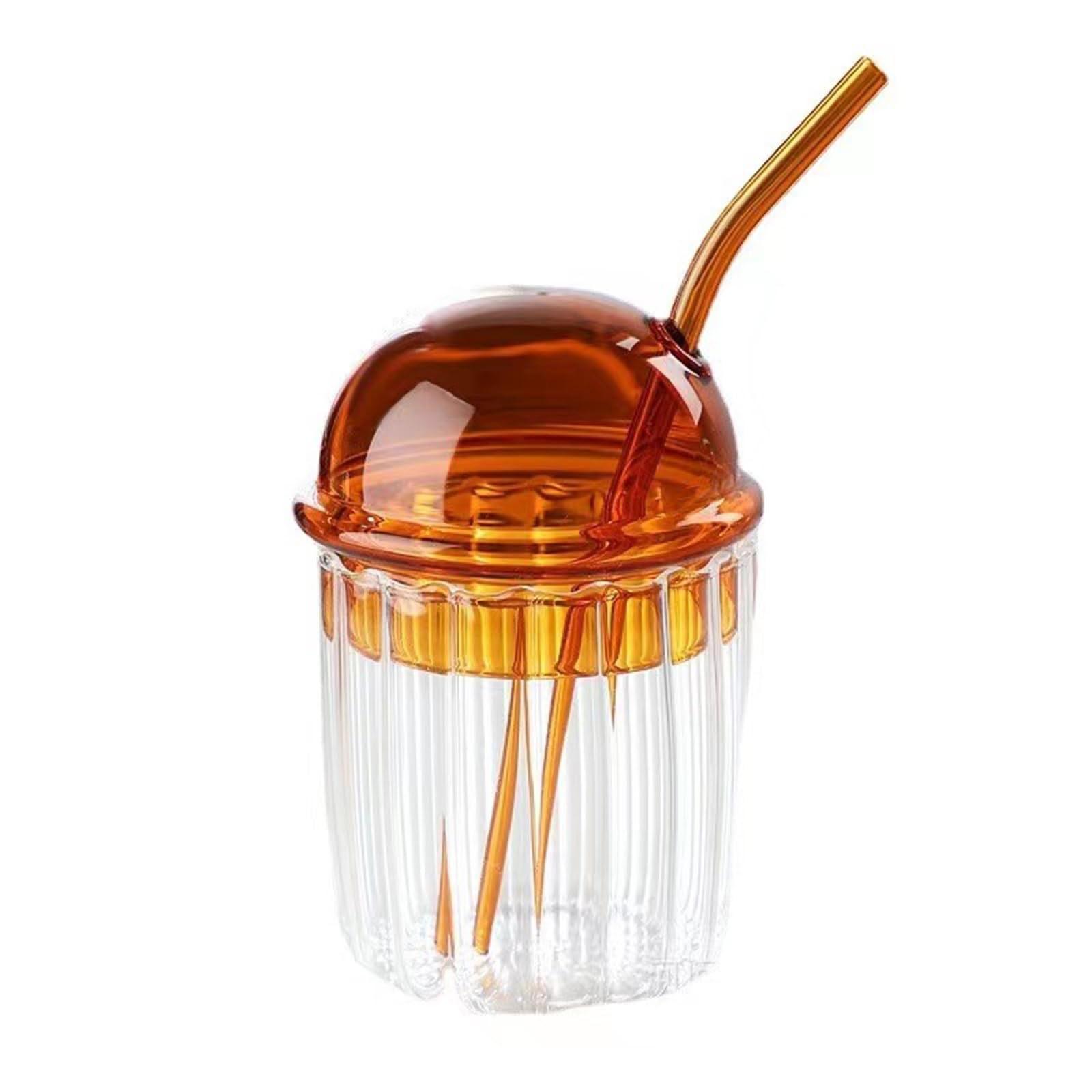 Gobelet en verre ondulé avec couvercle dôme pour café glacé et thé