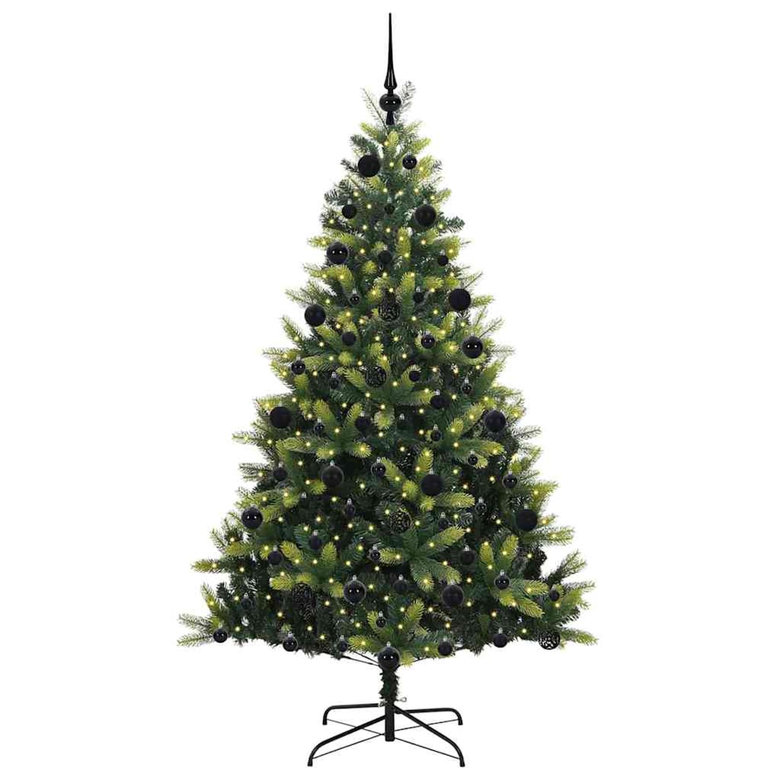 Gecheer Albero di Natale LED 210 cm, Abete Artificiale con Rami Rigogliosi, PVC e PE, Illuminazione Calda per Soggiorni e Giardini