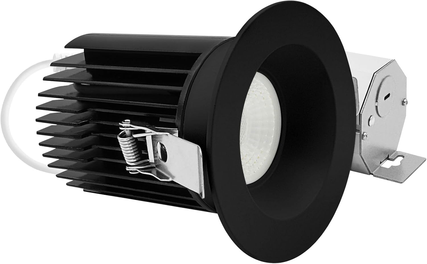 LUXRITE 4 Inch Recessed Light, Regressed Canless LED Spotlight, 5CCT 2700K-5000K, CRI90, 22W, 1700 Lumens High Output, 60º Wide Flood, Round Black Trim, Dual Dimmable, IC & Wet Rated