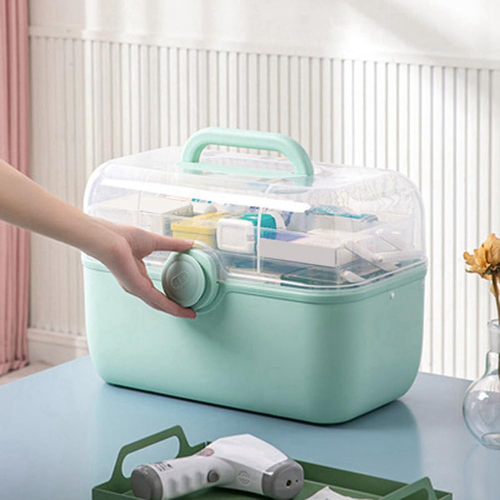Tragbare Aufbewahrungsbox f¨¹r Medikamente, Aufbewahrungsbox, Gr¨¹ner Kunststoffbeh?lter, Familien-Notfallset-Box