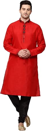 ITOS365 Mens Tunic Art Silk Kurta Pajama Pyjama Set Wedding Indian Clothing Casual Party Dress Gifts Items