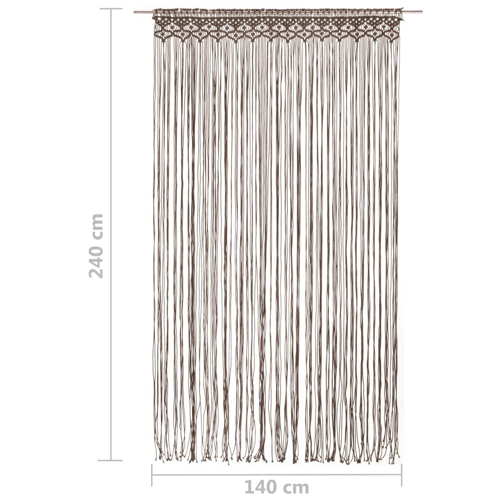 Rideau en macramé Taupe 140x240 cm Coton et Polyester Lavable Rideau Voilage tamisant Panneau décoratif pour Salon Chambre Bureau séparation intérieur