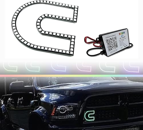 Switchback - Emblemas LED iluminados con anillo C multicolor, control RGB compatible con Cummins Dodge Ram 2500 3500 Fender Emblemas parachoques