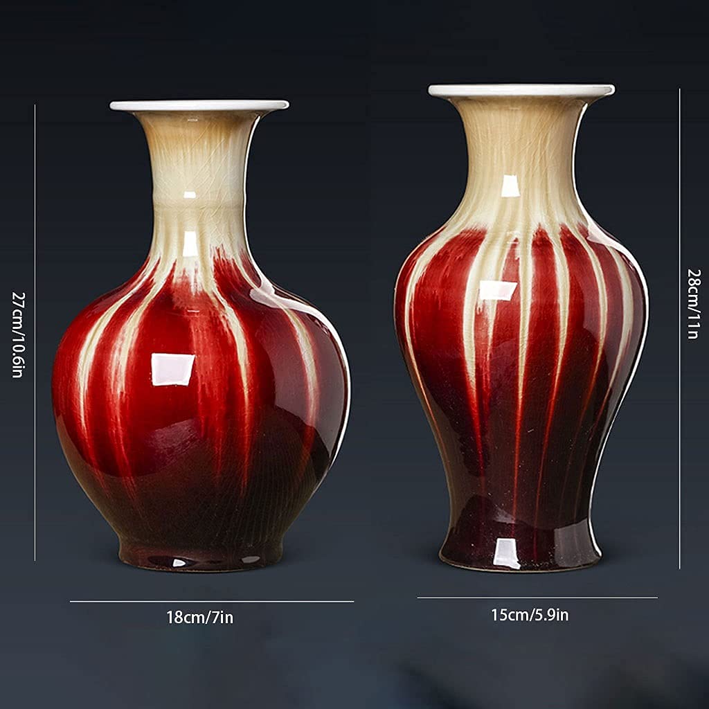 装飾的な赤金属花瓶 Amazon.co.jp: 花瓶ヴィンテージ金属景徳鎮赤釉セラミック花瓶装飾の
