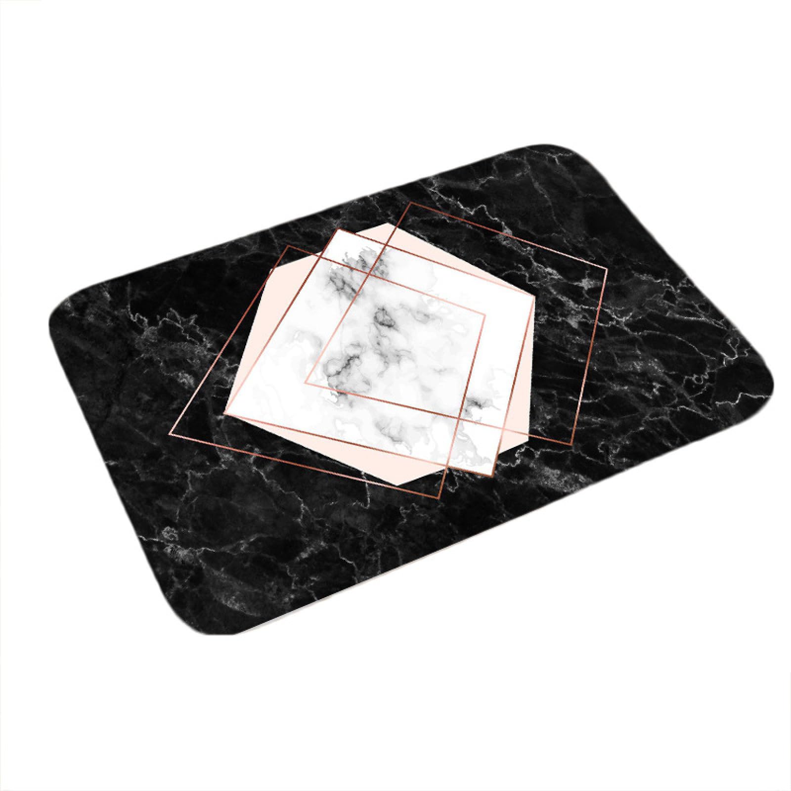 Paillasson Exterieur Entree Géométrie Marbre Noir Tapis Entree Interieur Tapis de Bain Antidérapant Paillasson Lavable Paillasson Interieur Paillasson Exterieur Salle Bain Couloir(60x90cm)
