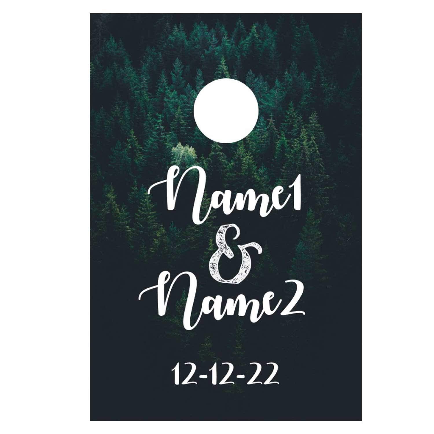 VictoryStore Cornhole Games - Custom Wedding Bag Toss Game - Woodsy Wedding Forest Cornhole