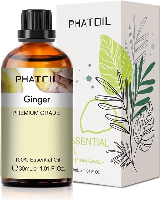 PHATOIL Ginger Essential Oil 30ML, Therapeutic Grade, 100% Pure Natural Essential Oils for Diffusers for Home, Perfect for Aromatherapy, Relaxation, Improved Mood