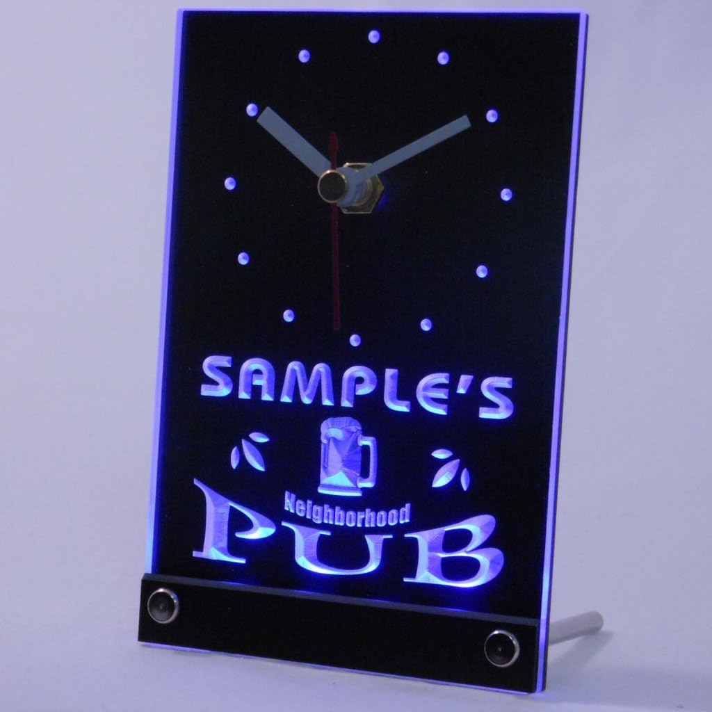 ADVPRO tncpg-tm Neigborhood Pub Personalized Bar Beer Mug Neon Led Table Clock
