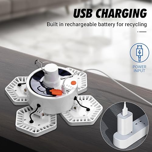 Miniatura 8 de Luz solar para campamento con control remoto, linterna plegable recargable por USB, iluminación de 360, impermeable, lámpara colgante para tienda de