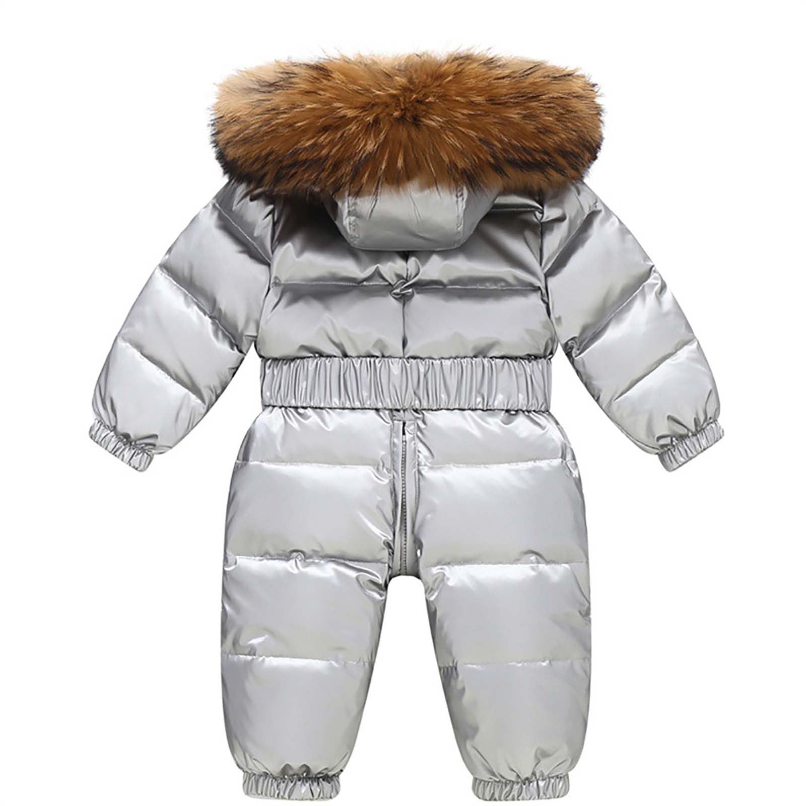 KHIRVWL Tuta da Sci Intera Bambino con Cappuccio Imbottita Tuta da Neve di un Pezzo Bambini Invernale Outdoor Antivento, Calda, Impermeabile e Traspirante, Apertura con Cerniera