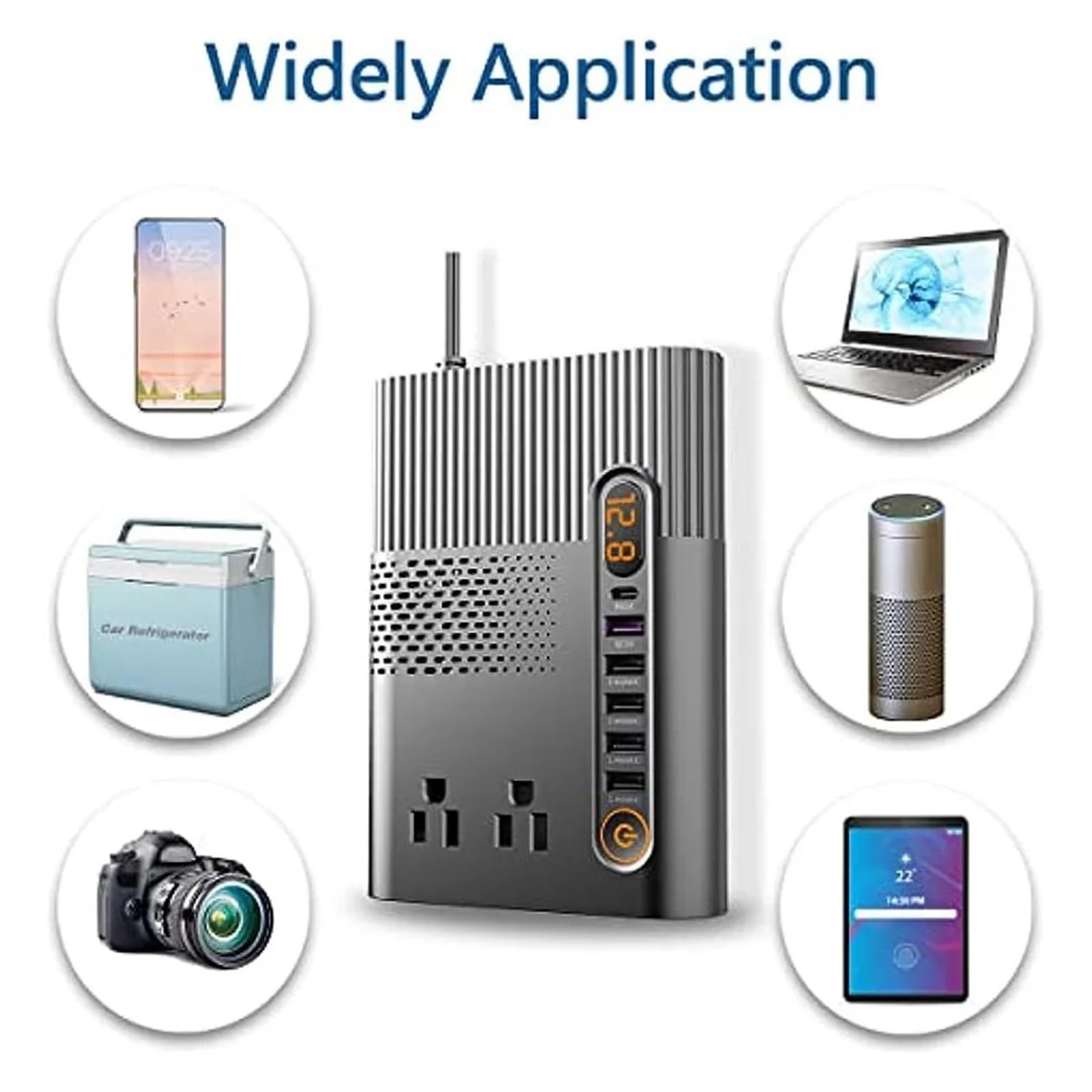Przetwornica napięcia, Przetwornica napięcia samochodowego 300 W, 12 V DC do AC, gniazdo samochodowe, konwerter samochodowy z 4 portami USB Do samochodu, kempingu, podróży