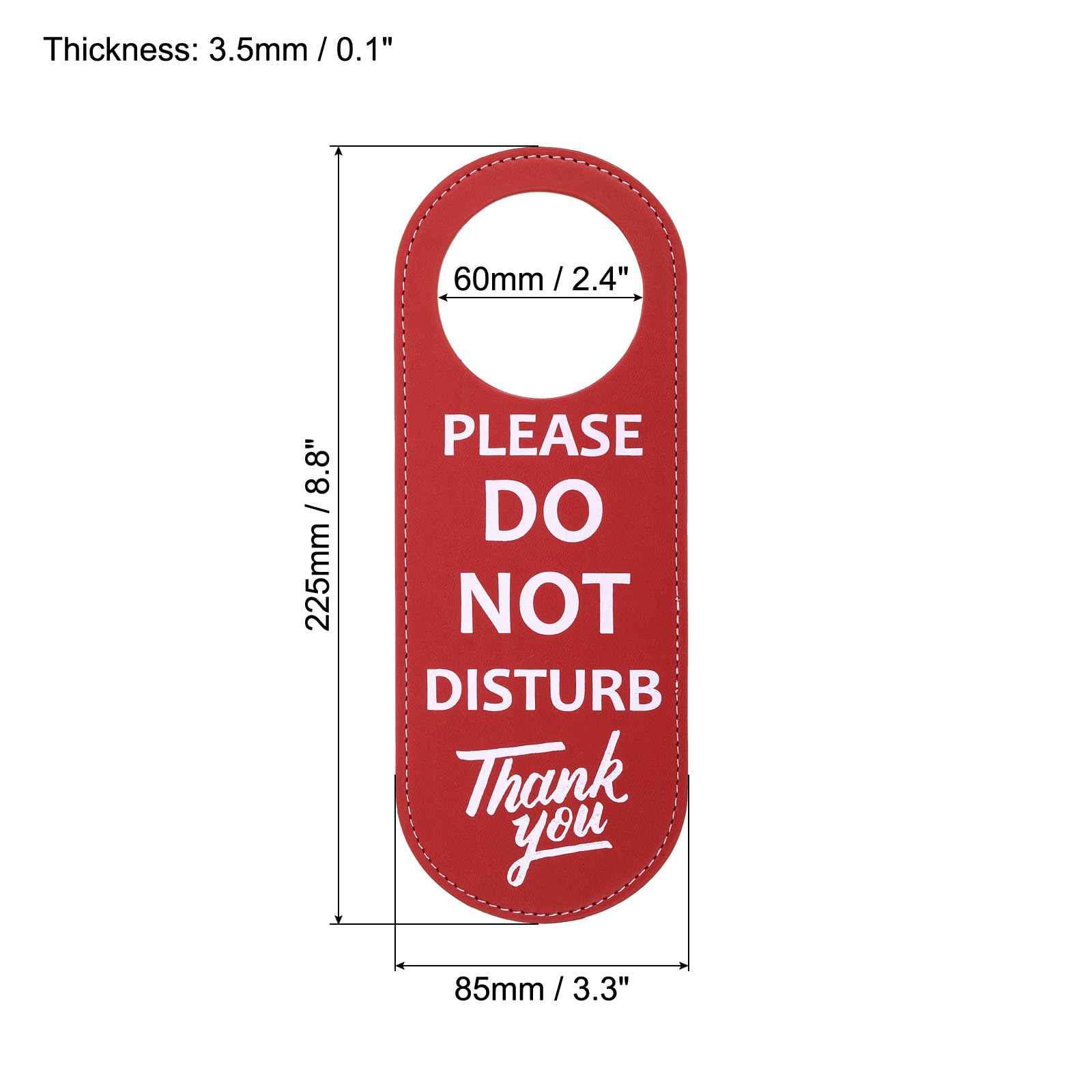PATIKIL Do Not Disturb Door Hanger Sign, 2 Pack PU Leather Double Sided Door Knob Privacy Sign for Office Home Meeting Red - Image 2
