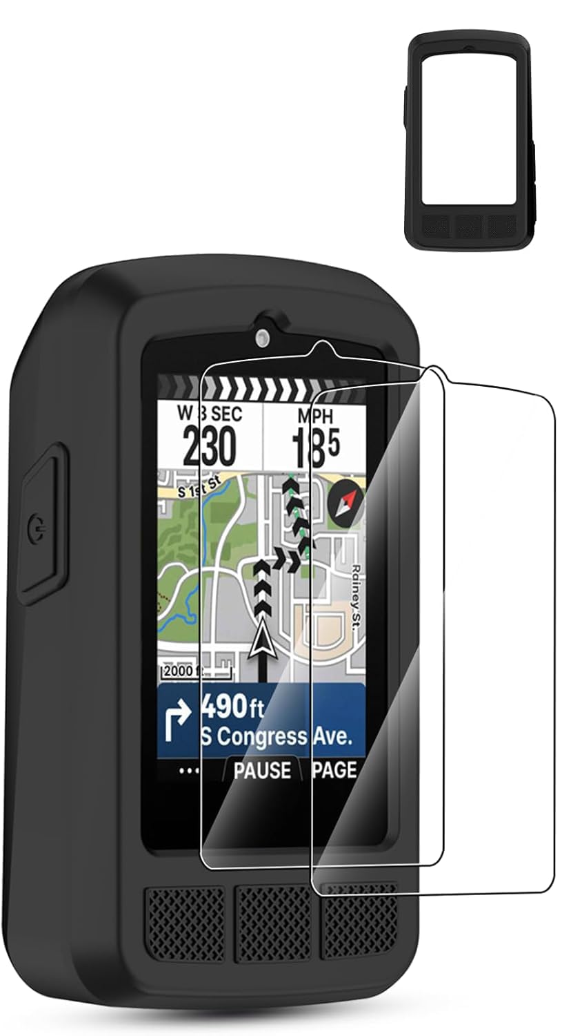 toergy Silicone Protective Case for Wahoo ELEMNT ROAM V3 Stopwatch - Precise Holes,Shock-Proof, Comfortable Touch + 2pcs screen protector,Black