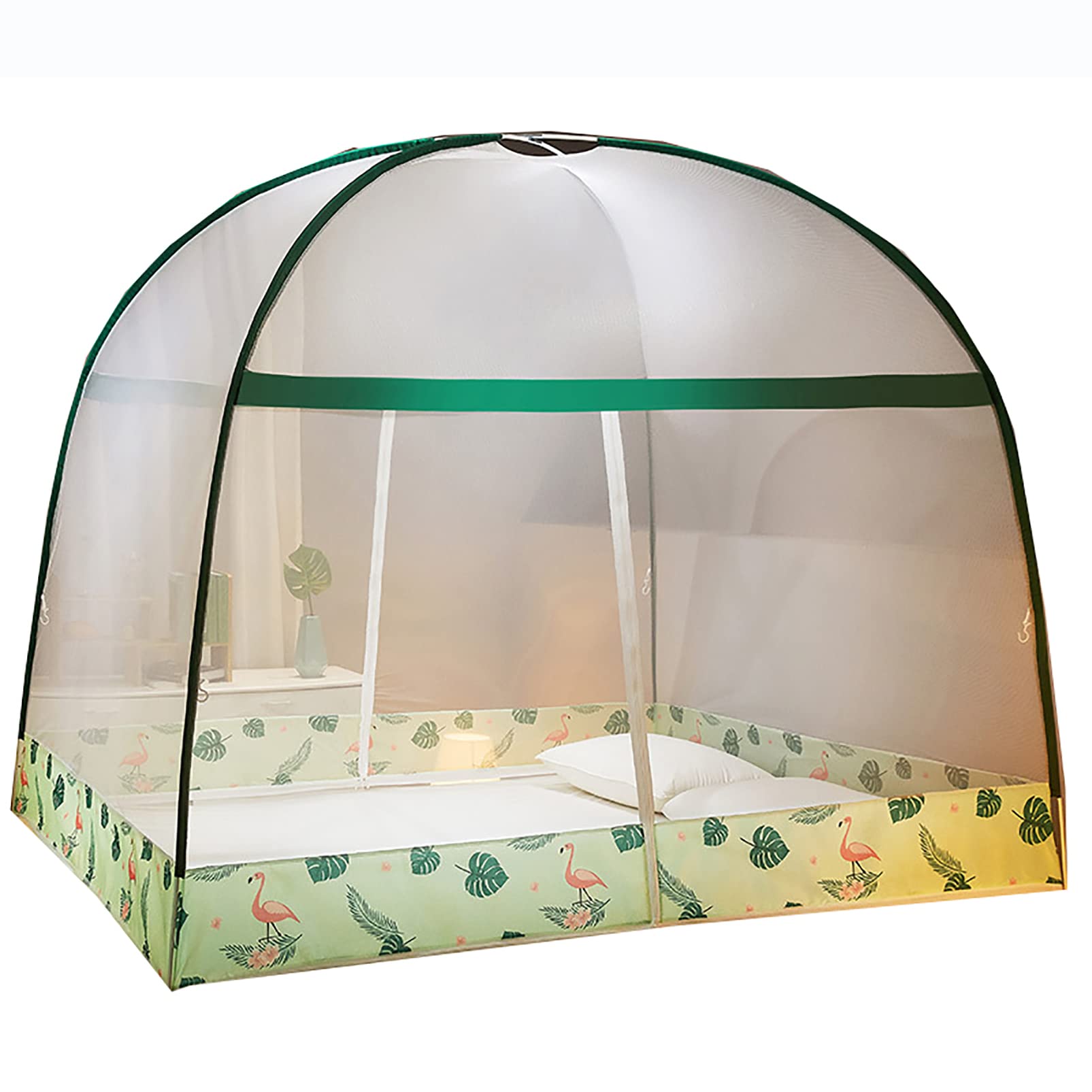 GJMSSMY Pop Up Bed Net Tent,Foldable Bed Canopy Double Door with Bottom Folding Design Bed Canopy for Bedroom, with 2 Zippered Entries, Handy Installation,D,120 * 200CM