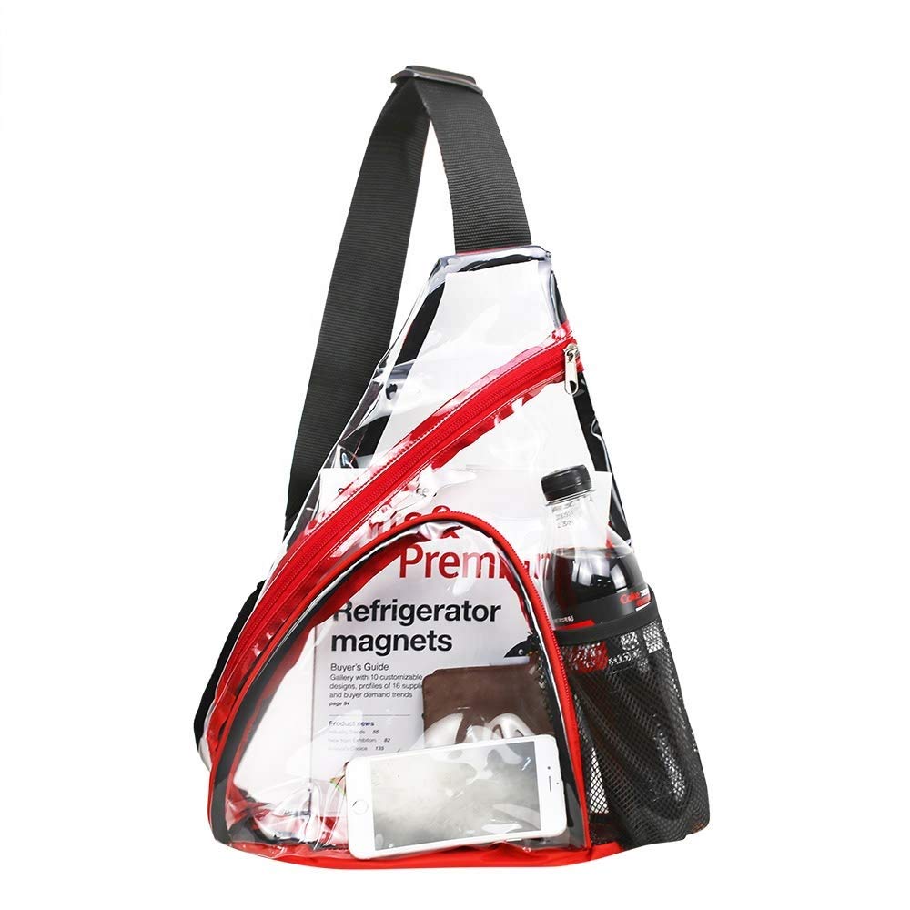 TIZZY Clear PVC Sling Bag Crossbody Stadium Approved Transparent Backpack