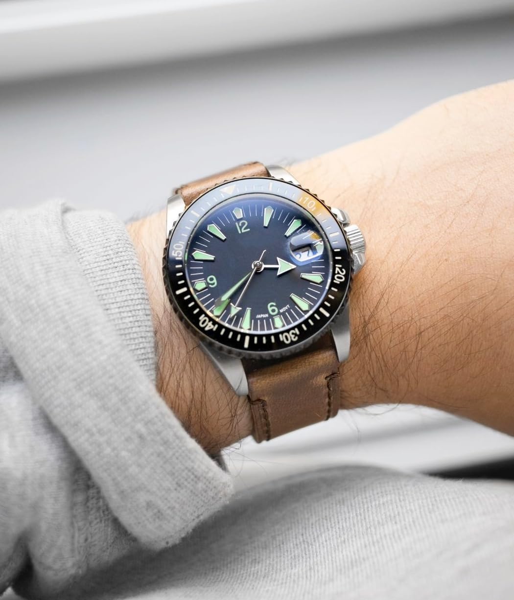 Compatible with Carbinox X-Ranger Bands, 22mm Horween Leather Strap for Carbinox Edge/Blaze Round/Blaze S/X-Ranger/Vortex/Vesta/Blaze Square, Suunto 9 Peak Pro/5 Peak/Race/Vertical, Ama@zfit T-Rex 3 Pro 48mm(not 44mm)