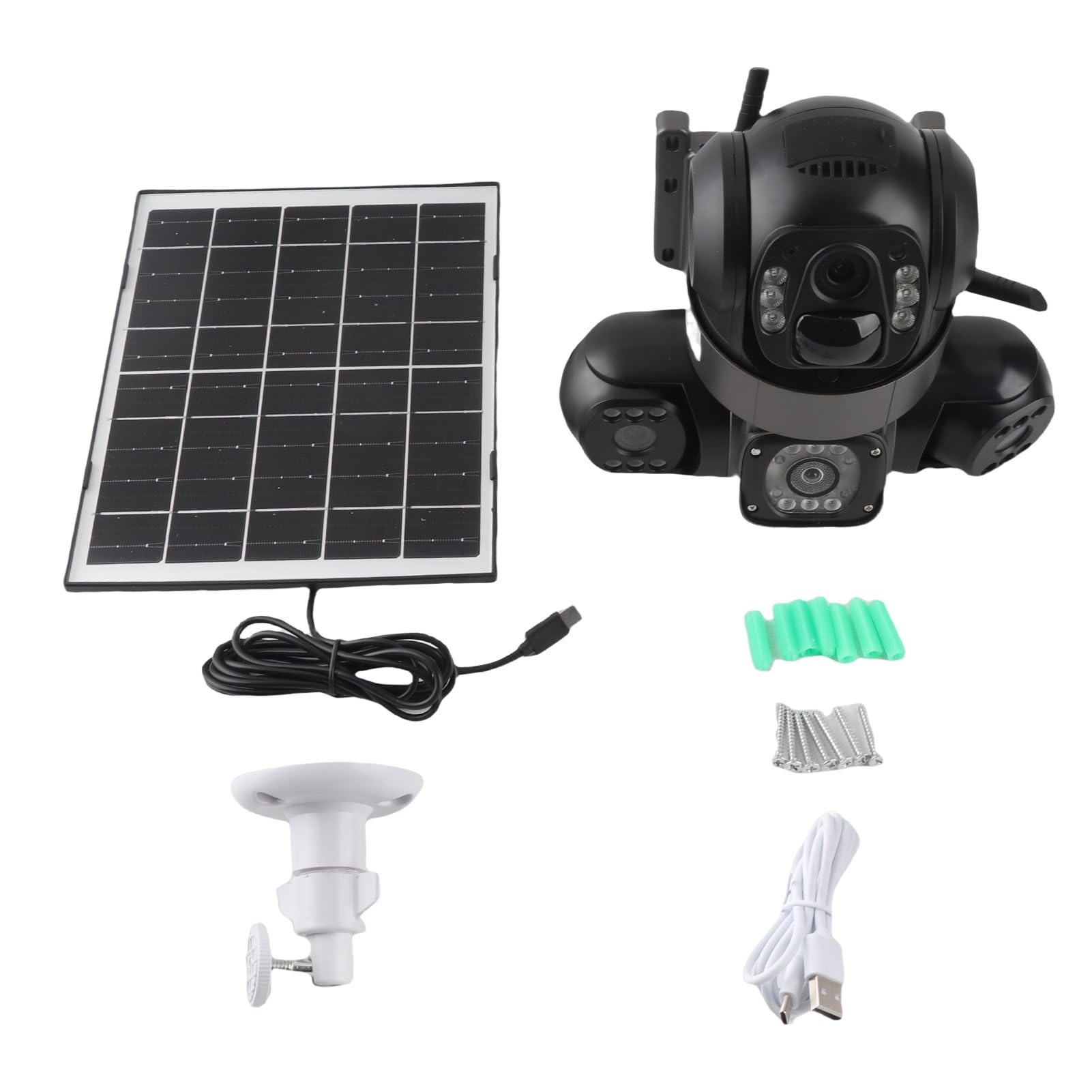 Eacam Cámara de Seguridad Inalámbrica Solar de Triple Lente, 3240x1920 Cámara Seguridad WiFi PTZ con Detección Movimiento AI 2MP con Zoom 10x, Rotación 270°, Batería d