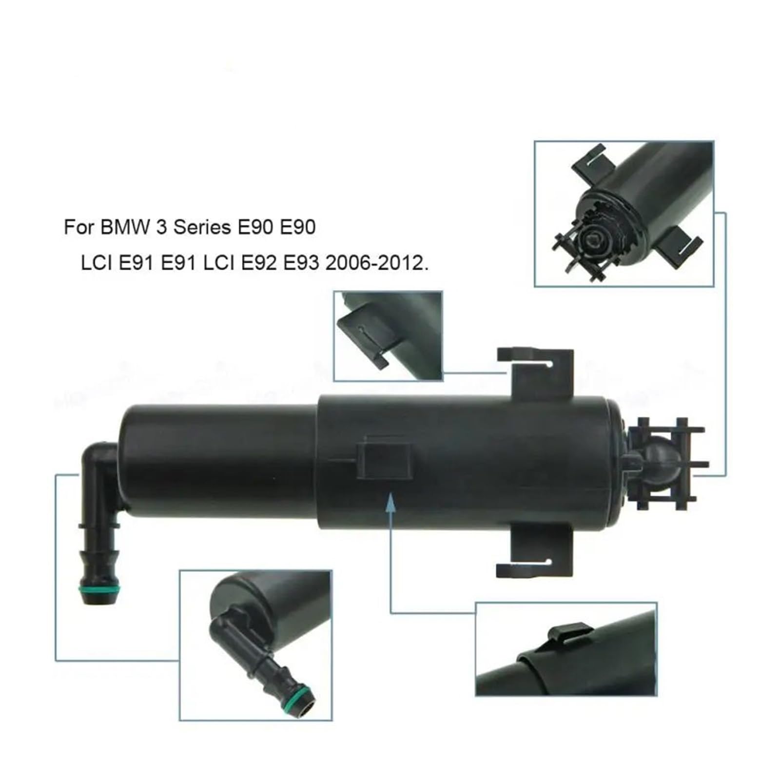 Boquilla lavafaros, apta for Serie 3 E90 E90 LCI E91 E91 LCI E92 E93 2006-2012 61677179311 Limpieza izquierda derecha Limpiador de faros en spray(SET)