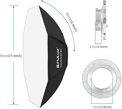 Miniatura 2 de Caja de luz octágono de liberación rápida de 37.4 in37.4 pulgadas con soporte Bowen y 8 varillas de soporte para estudio de fotografía, retrato,