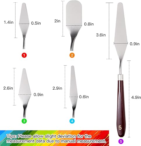 Miniatura 4 de 10 cuchillos de paleta, juego de cuchillos de pintura de acero inoxidable, espátula flexible, cuchillos de artista de metal, accesorios de pintura